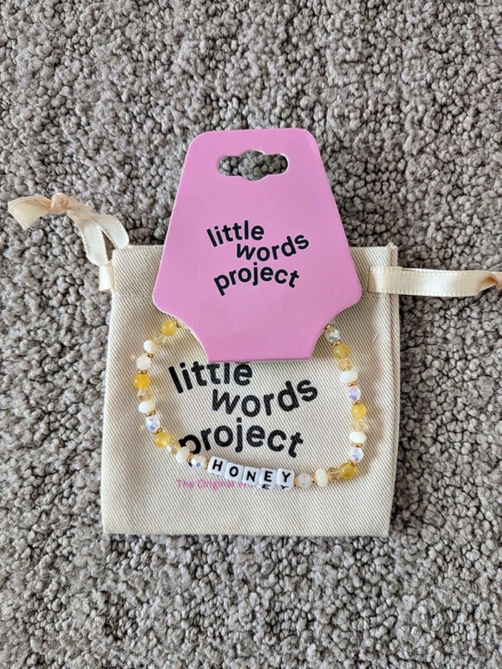 Little Words Project Honey Beaded Word Bracelet White & Yellow